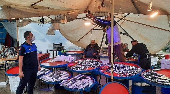 Osmangazi'de balıkçı tezgahlarına mavi ışık denetimi