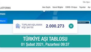 Türkiye'de aşılanan vatandaş sayısı 2 milyonu geçti